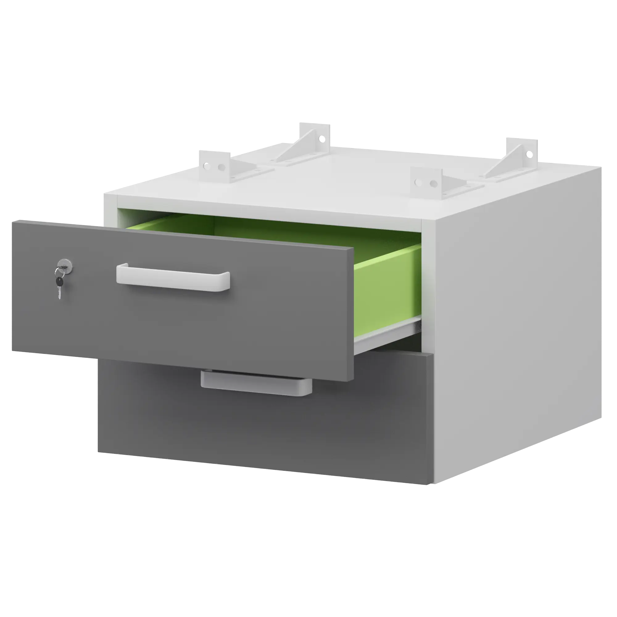 Тумба подвесная для столов на м/каркасе гл.600 мм Смарт СМТ-2ПД.60 Белый/Графит