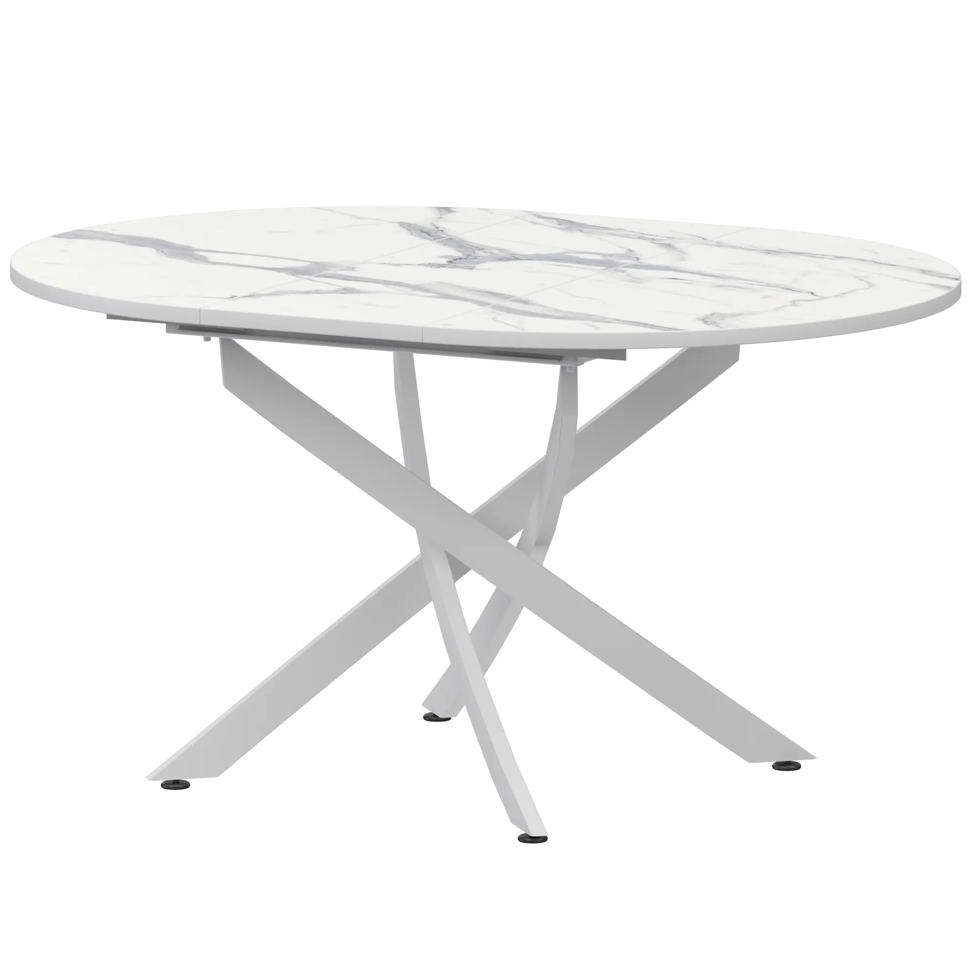 Стол раздвижной Геометрия 2 Обеденные столы в пластике  Мрамор Белый/Белый муар