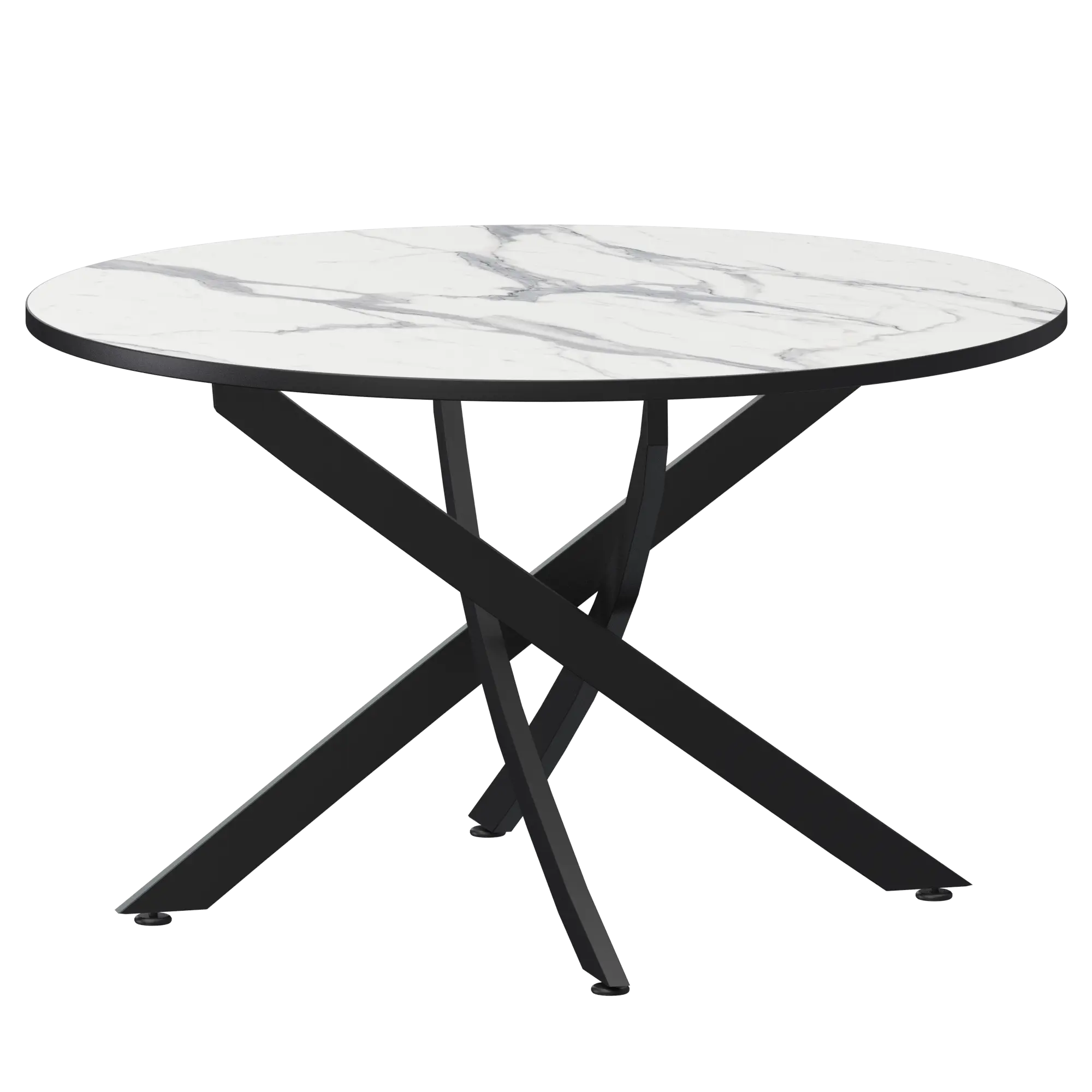 Стол нераздвижной Геометрия 2 Обеденные столы в пластике Геометрия 2 1000 (Н-3782) Мрамор Белый/Черный муар