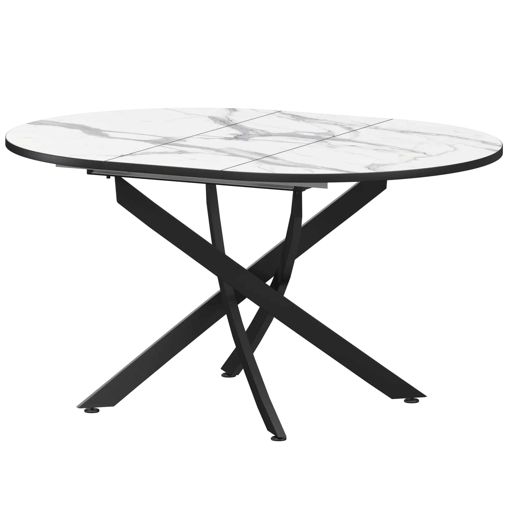 Стол раздвижной Геометрия Обеденные столы в пластике  Мрамор Белый/Черный муар