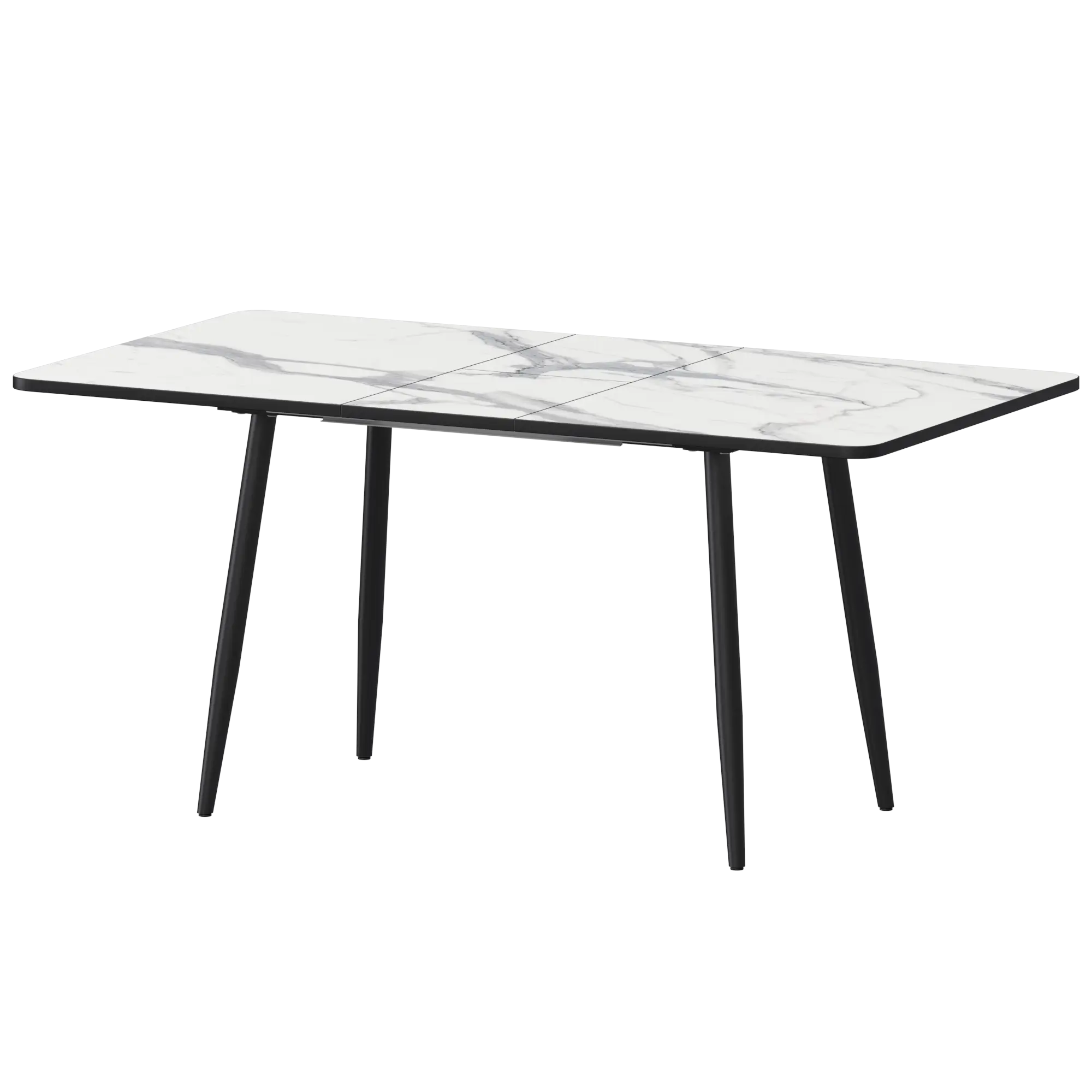 Стол раздвижной Бетта Обеденные столы в пластике Бетта 1100+300 R20 (Н-3813) Мрамор Белый/Черный муар