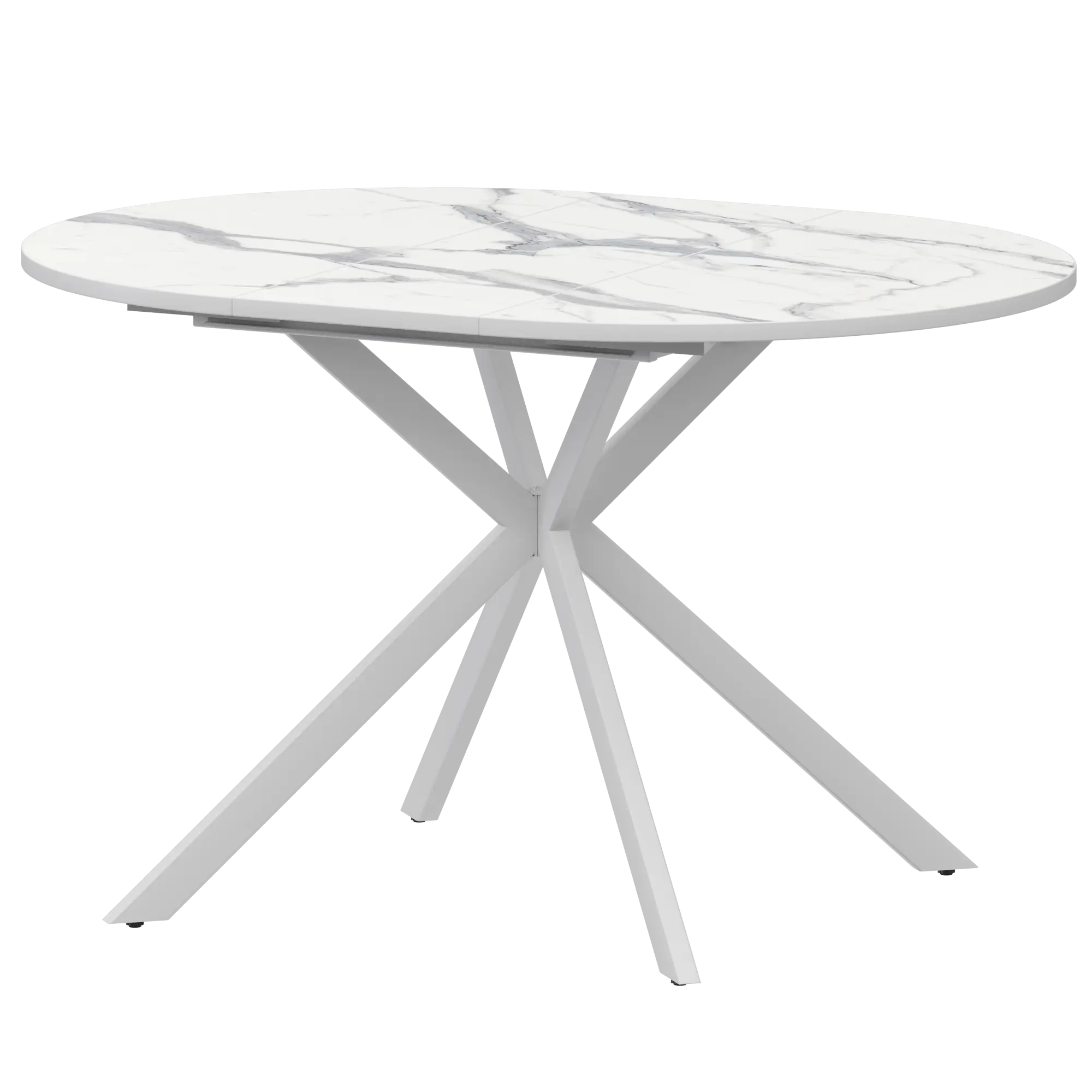 Стол раздвижной Грань 2 Обеденные столы в пластике  Мрамор Белый/Белый муар