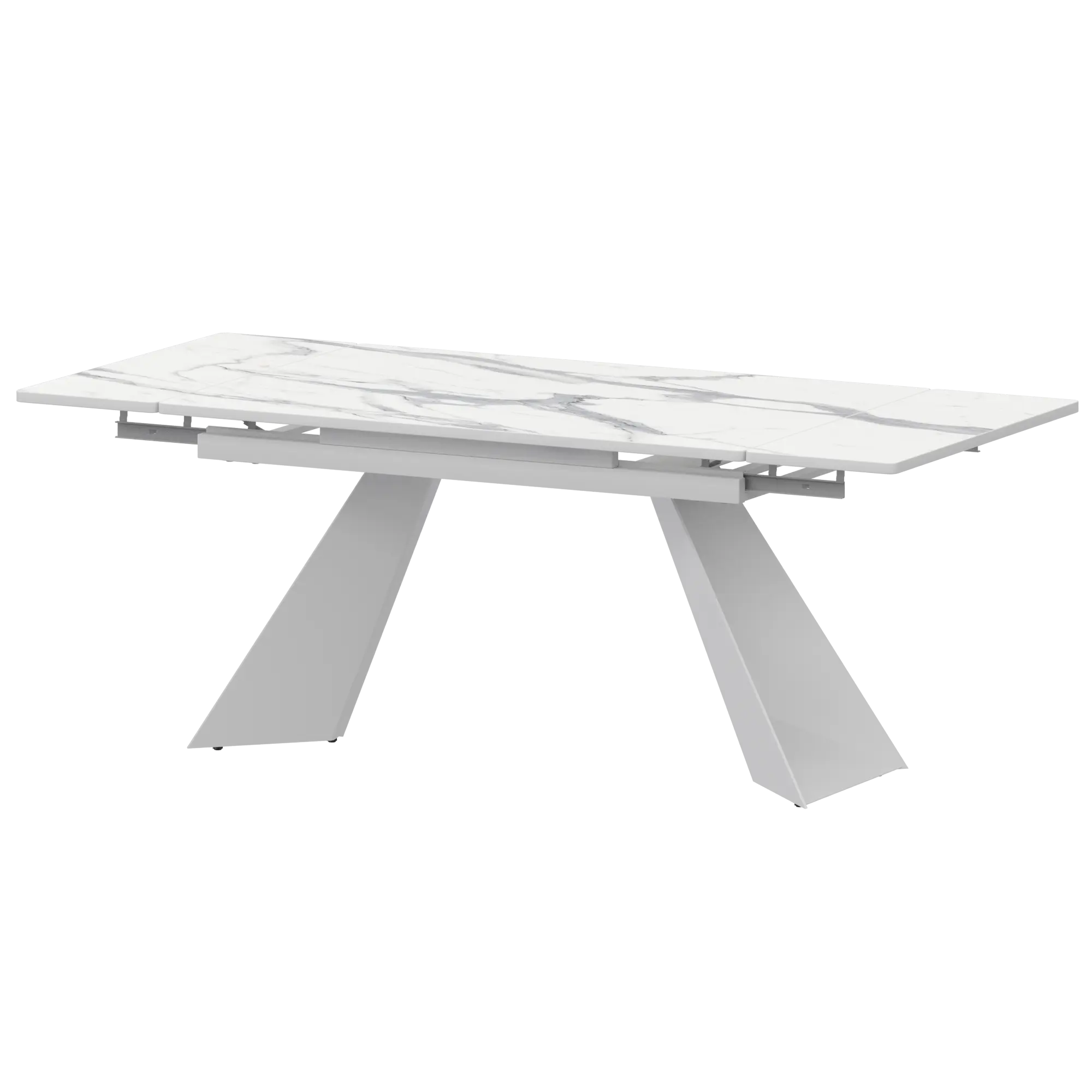 Стол раздвижной Дуэт Обеденные столы в пластике  Мрамор Белый/Белый муар