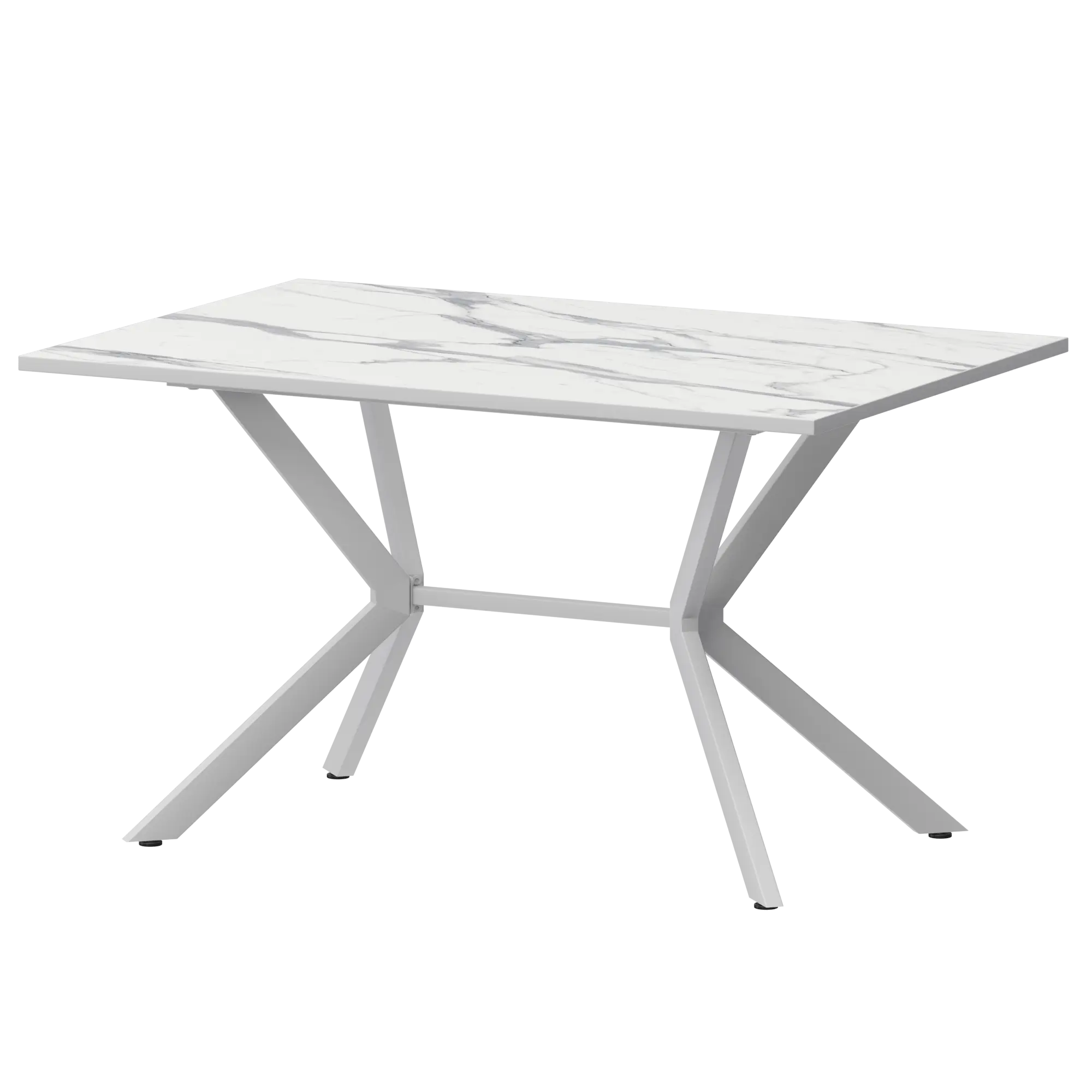 Стол нераздвижной Сириус Обеденные столы в пластике  Мрамор Белый/Белый муар