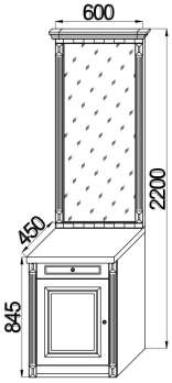 Тумба с зеркалом ш.600 выс.2200 гл.450 + карниз