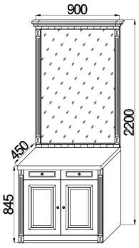 Тумба с зеркалом ш.900 выс.2200 гл.450 + карниз