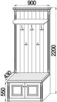Тумба с вешалкой + карниз ш.900 выс.2200 гл.430