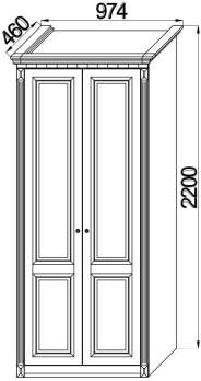 Шкаф 2-х дверный + карниз ш.900 выс.2200 гл.455