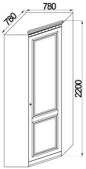 Шкаф угловой + карниз ш.780 выс.2200 гл.780 (лев/прав)Шкаф угловой + карниз ш.780 выс.2200 гл.780 (лев/прав)