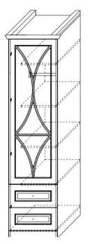 Шкаф 1-дверный с зеркалом с ящиками ш.500 в.2030 гл.520 (лев/прав)