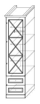Шкаф 1-дверный с зеркалом с ящиками ш.500 в.2030 гл.520 (лев/прав)4c