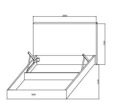 Кровать 1800x2000 с подъёмным механизмом + ёмкость для белья