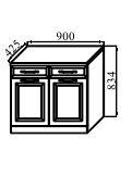 Тумба с ящиками и дверьми ш.900 выс.834 гл.425