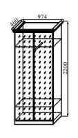 Шкаф 2-х дверный с зеркалом ш.974 выс.2200 гл.460
