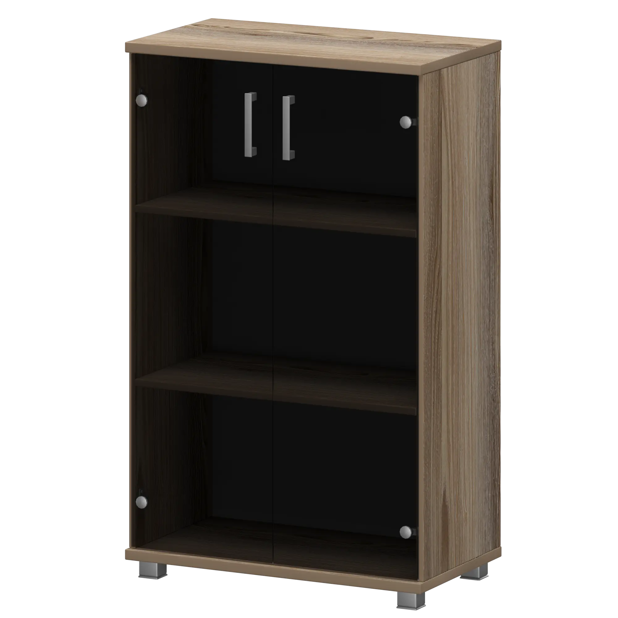 Стеллаж низкий закрытый со стеклянными фасадами Аргентум "НТ-480;НТ-601.2стл" Дуб сафари