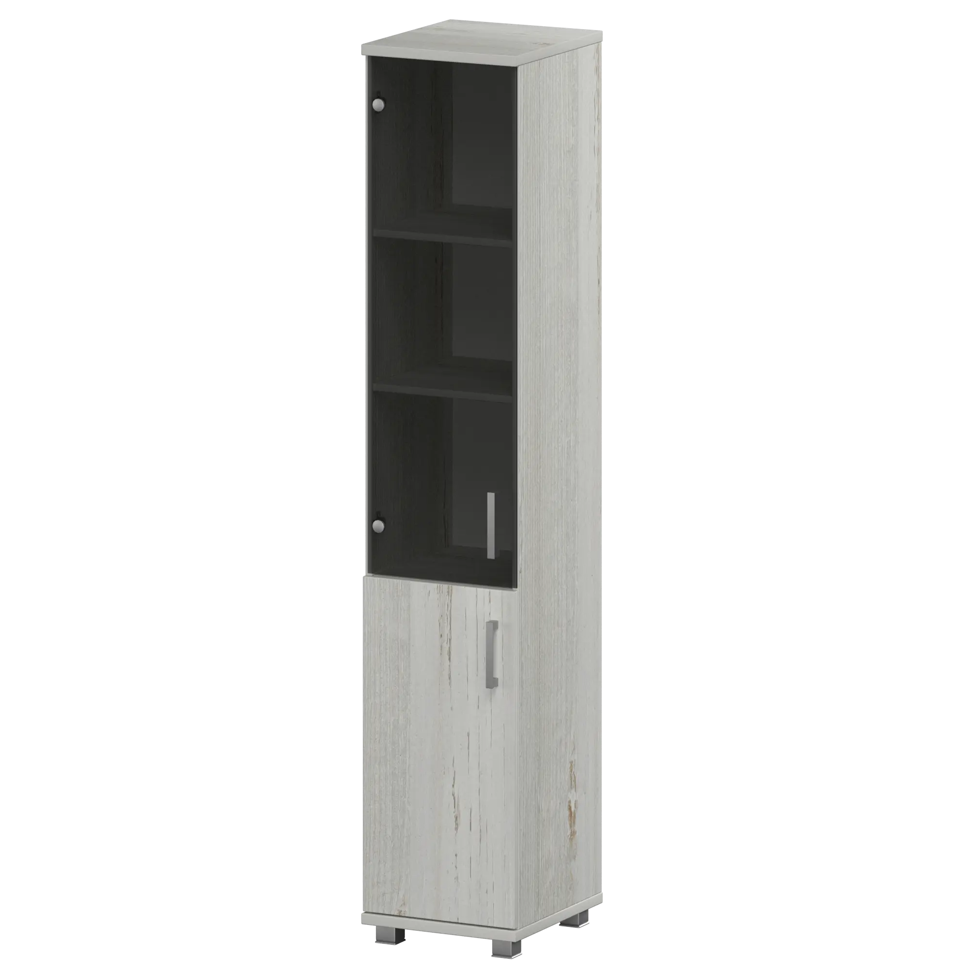 Стеллаж высокий узкий закрытый с стеклянным фасадом Аргентум "НТ-540;НТ-600;НТ-601стл" Сосна винтер