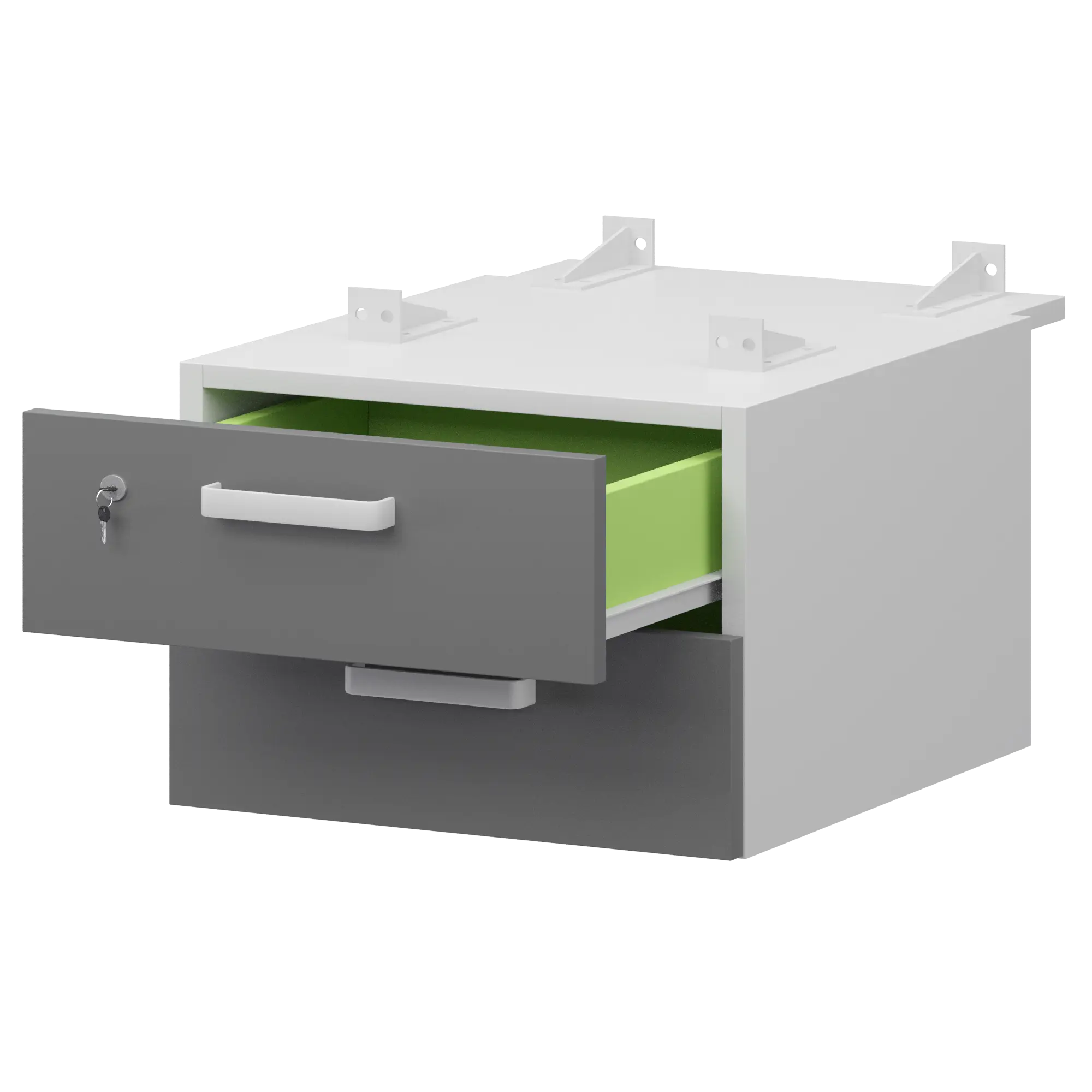 Тумба подвесная для столов на м/каркасе гл.730 мм Смарт СМТ-2ПД.73 Белый/Графит