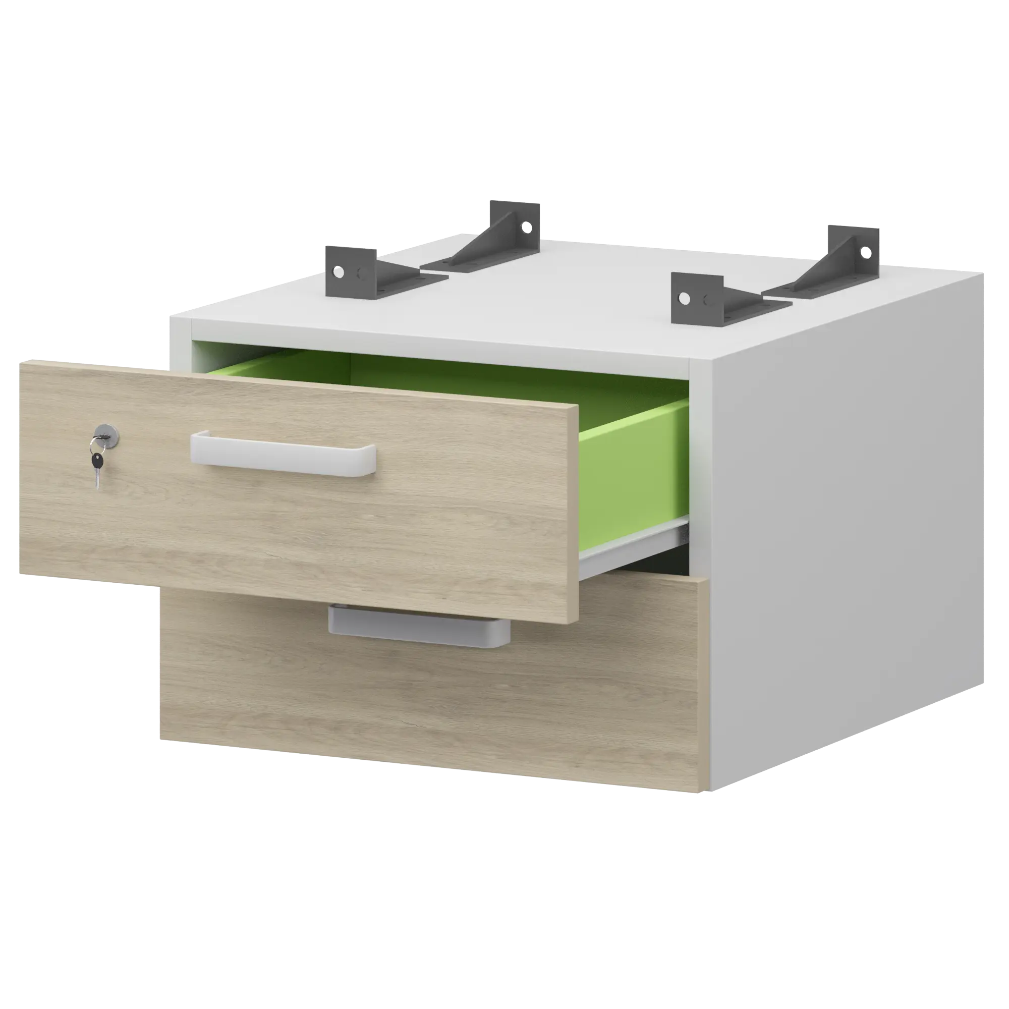 Тумба подвесная для столов на м/каркасе гл.600 мм Смарт СМТ-2ПД.60 Белый/Кронберг