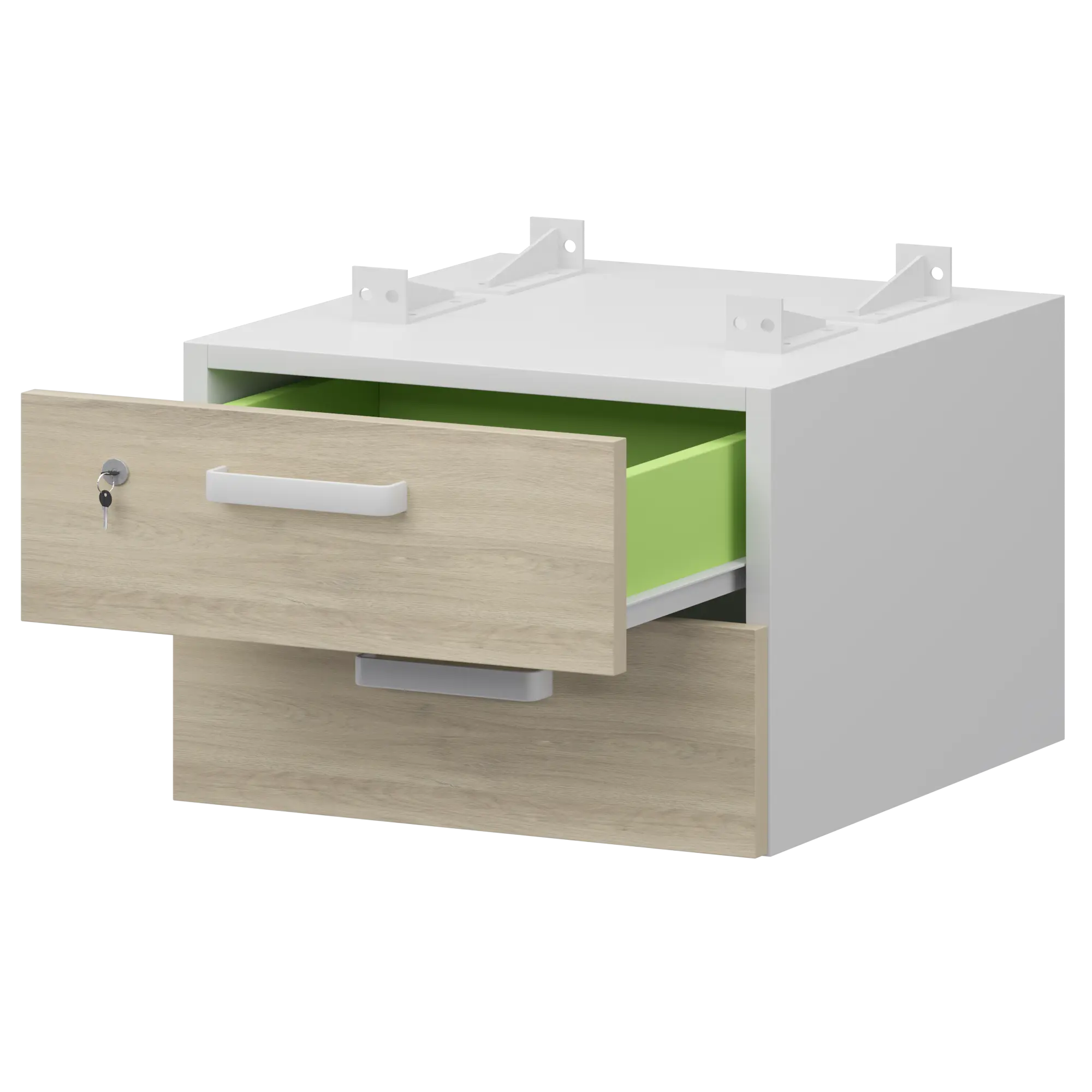 Тумба подвесная для столов на м/каркасе гл.600 мм Смарт СМТ-2ПД.60 Белый/Кронберг