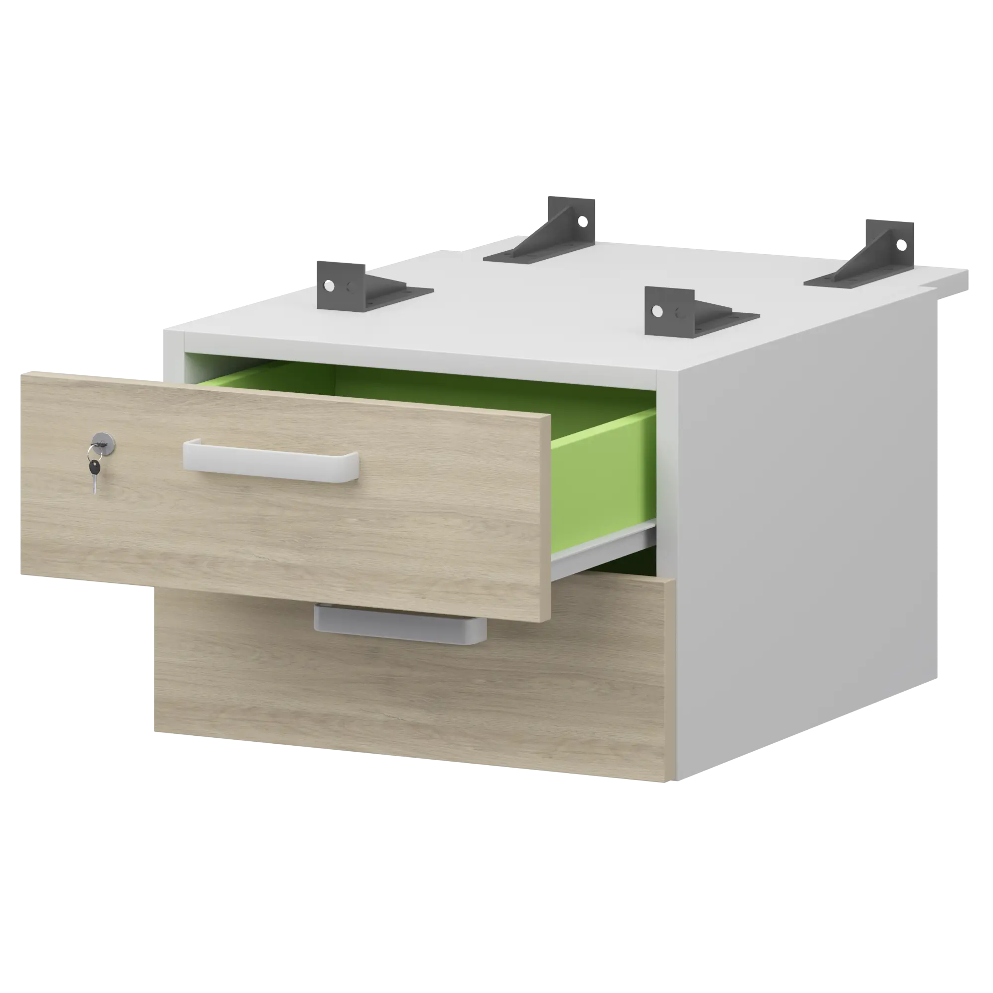 Тумба подвесная для столов на м/каркасе гл.730 мм Смарт СМТ-2ПД.73 Белый/Кронберг