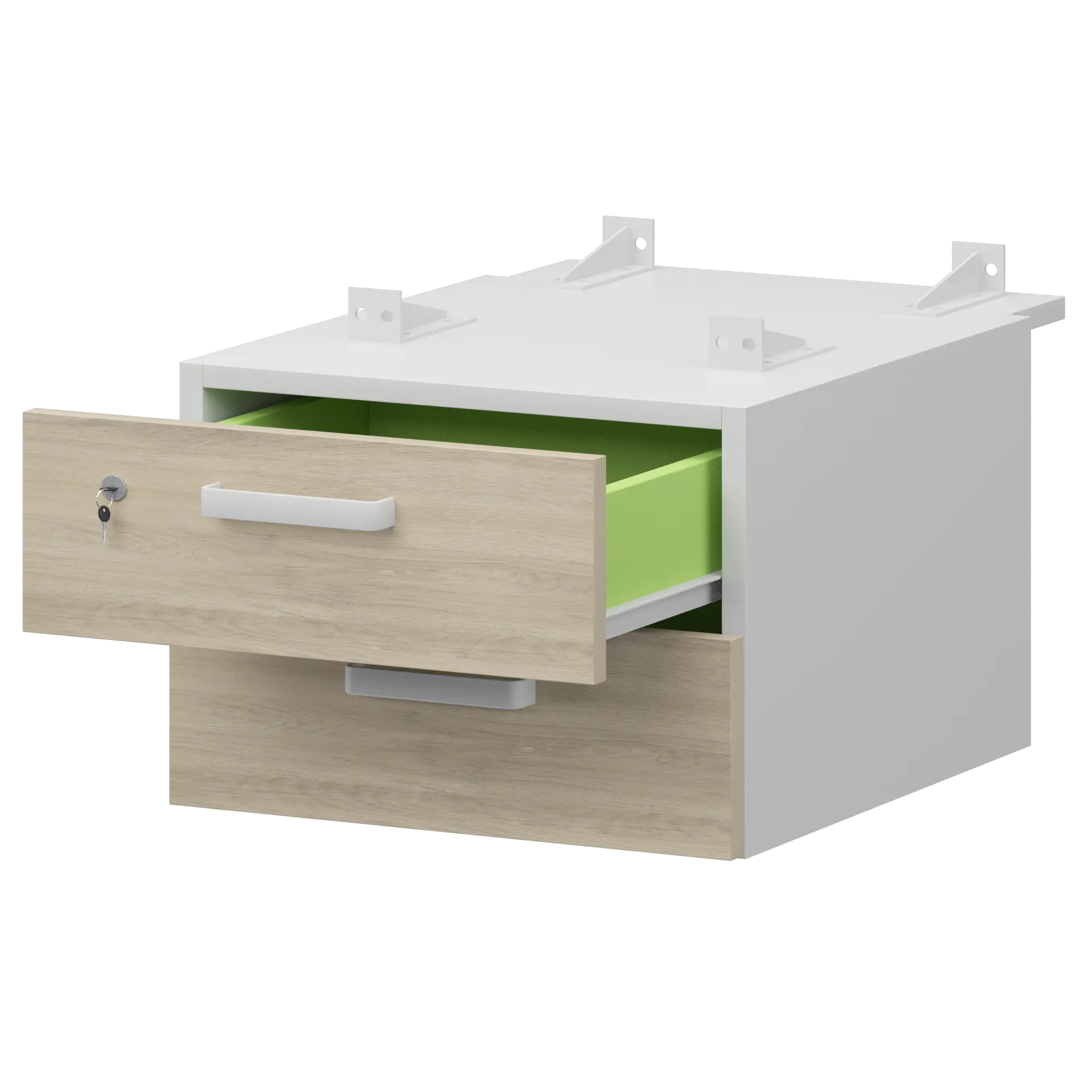 Тумба подвесная для столов на м/каркасе гл.730 мм Смарт СМТ-2ПД.73 Белый/Кронберг